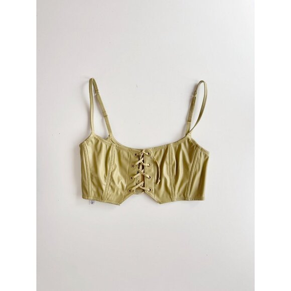 NWOT Urban Outfitters OUT FROM UNDER Hera Green Faux Leather Bralette Top Size M - Picture 5 of 12